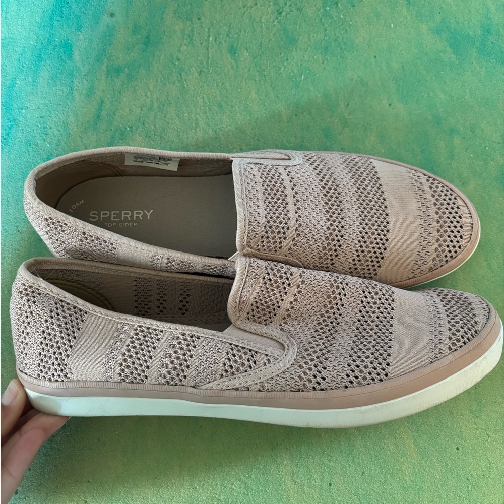 Sperry Beige Knit Slip-On Loafers